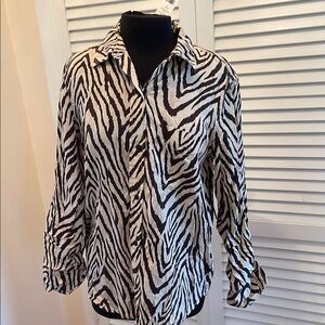 Current/Elliott zebra  Relaxed Notched Collar Shirt   size 2